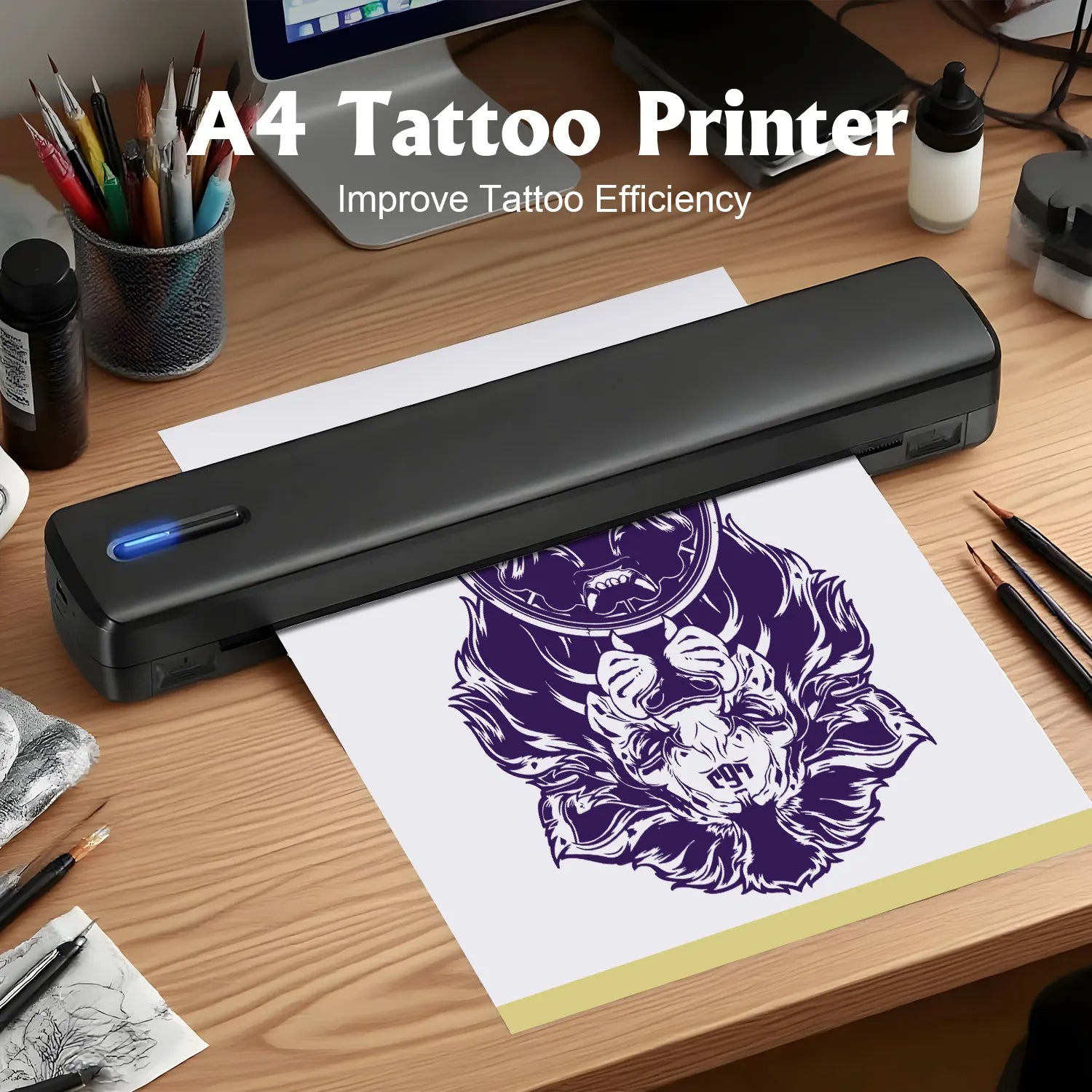 Wireless A4 Thermal Printer – Rechargeable Tattoo Template Printer