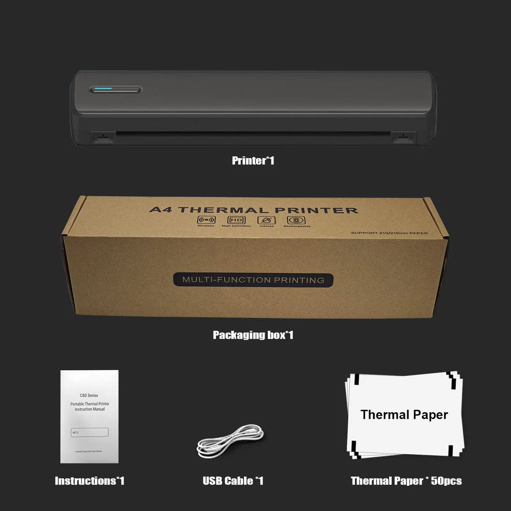 Wireless A4 Thermal Printer – Rechargeable Tattoo Template Printer