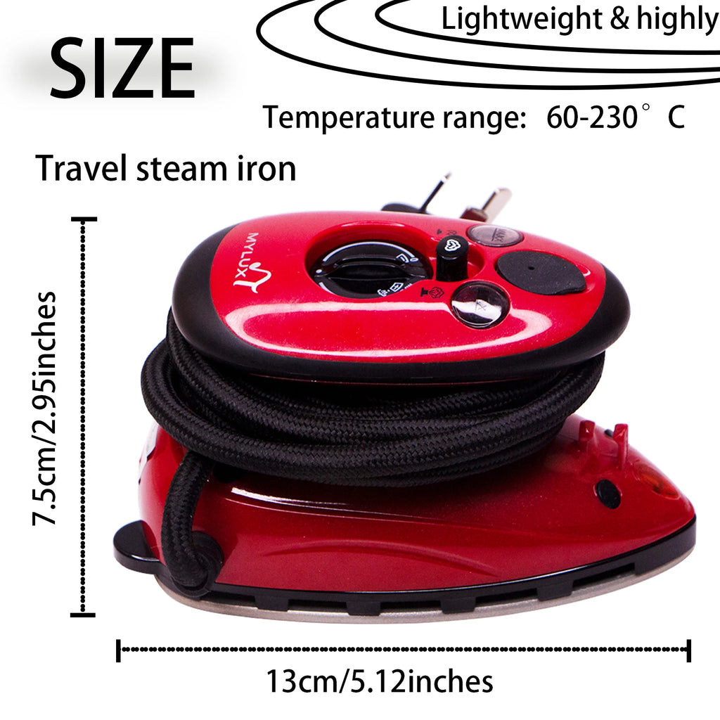 MYLUX Compact Travel Steam Iron – 60-230°C Heat Control