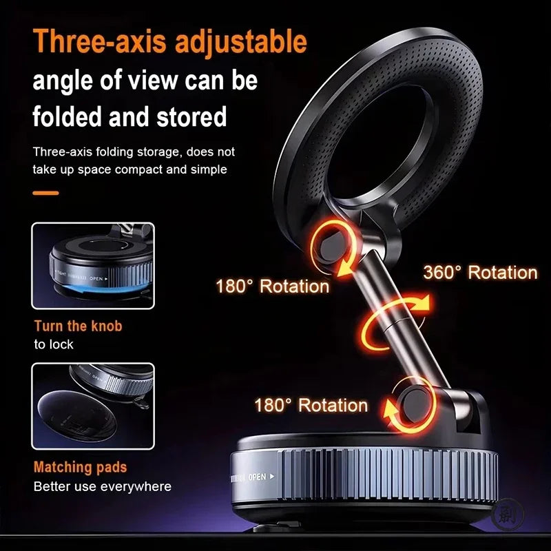 Magnetic Car Phone Holder 360° - Strong Vacuum Suction