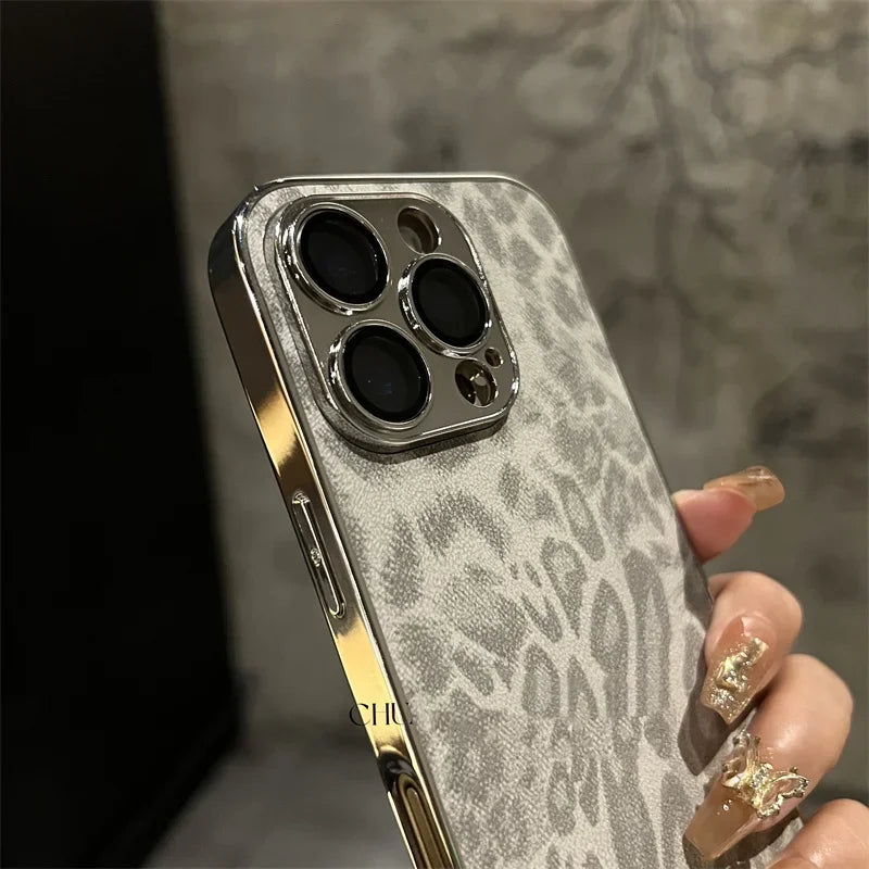 Shockproof Plated Leather Case for iPhone 15 16 17 Series