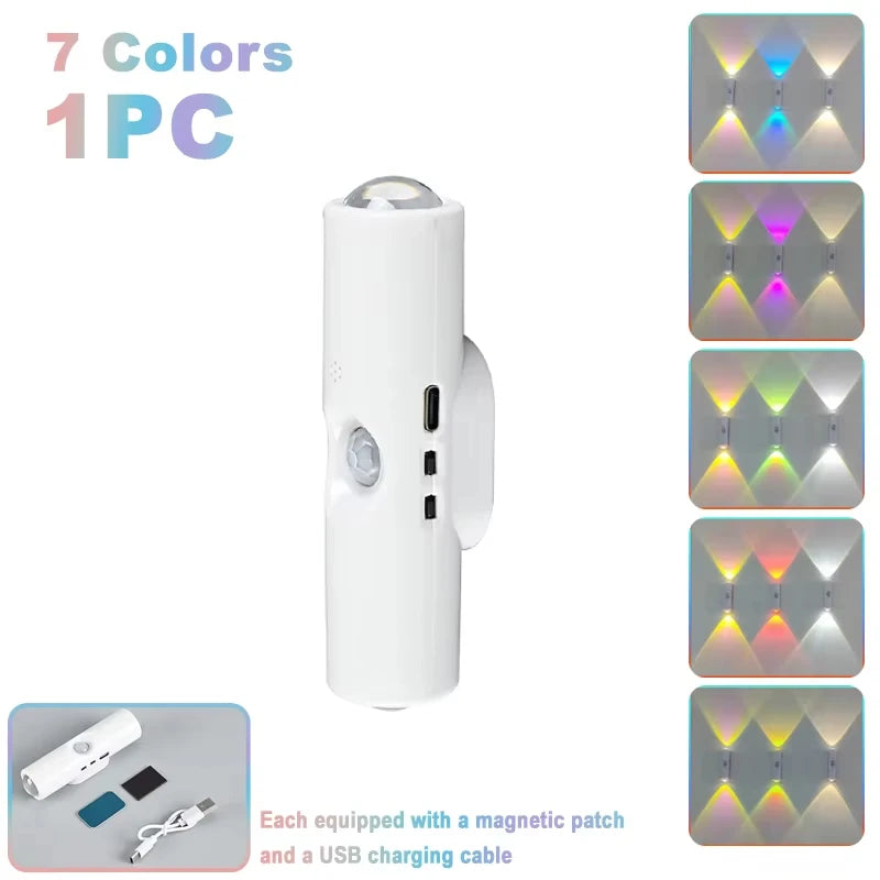 LED Wall Lamp – RGB Motion Sensor, Double-Head