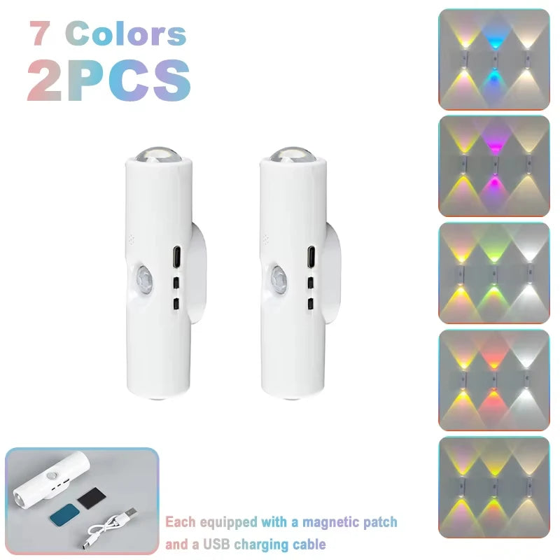 LED Wall Lamp – RGB Motion Sensor, Double-Head