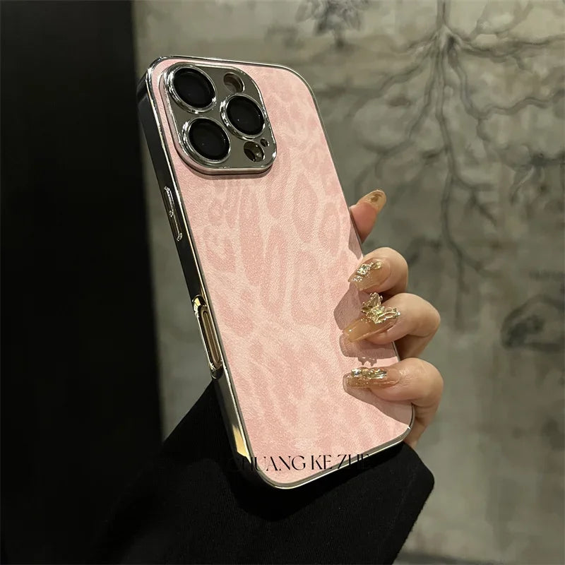 Shockproof Plated Leather Case for iPhone 15 16 17 Series