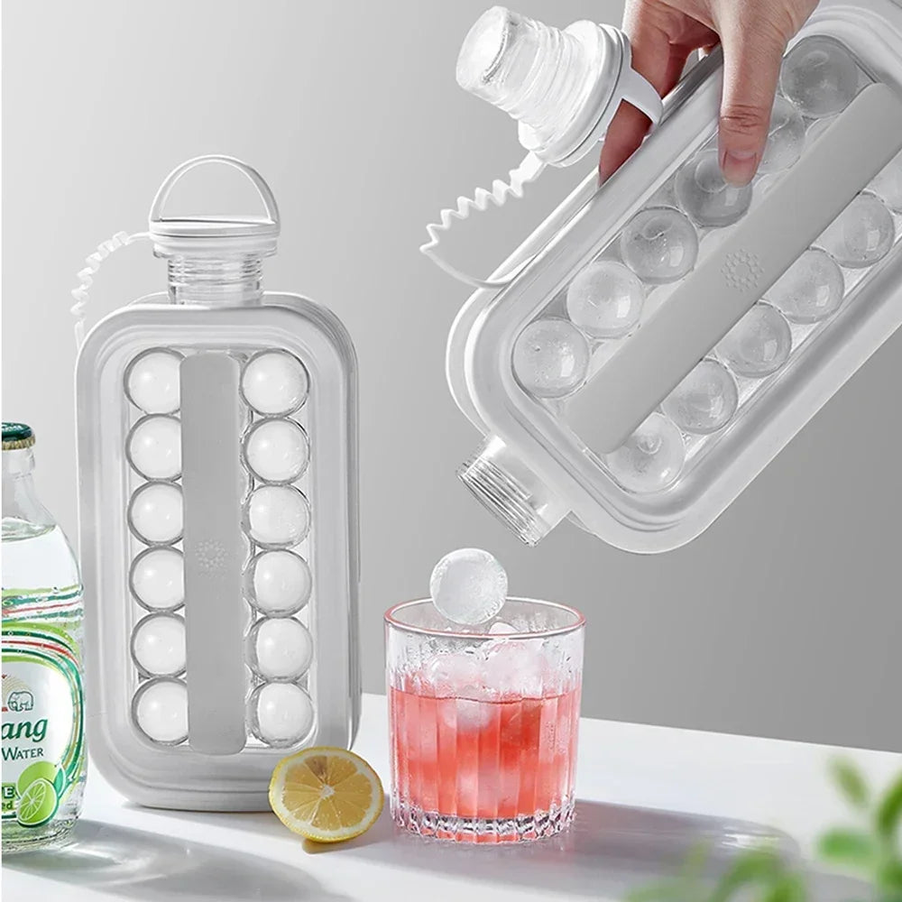 Portable Ice Cube Tray 2-in-1 Circular Ice Cube Mold Puck Making Water Bottle 12 Grid Flat Lid Cooling Popsicle Cube Mold Maker