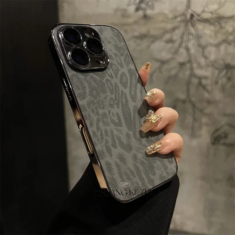 Shockproof Plated Leather Case for iPhone 15 16 17 Series