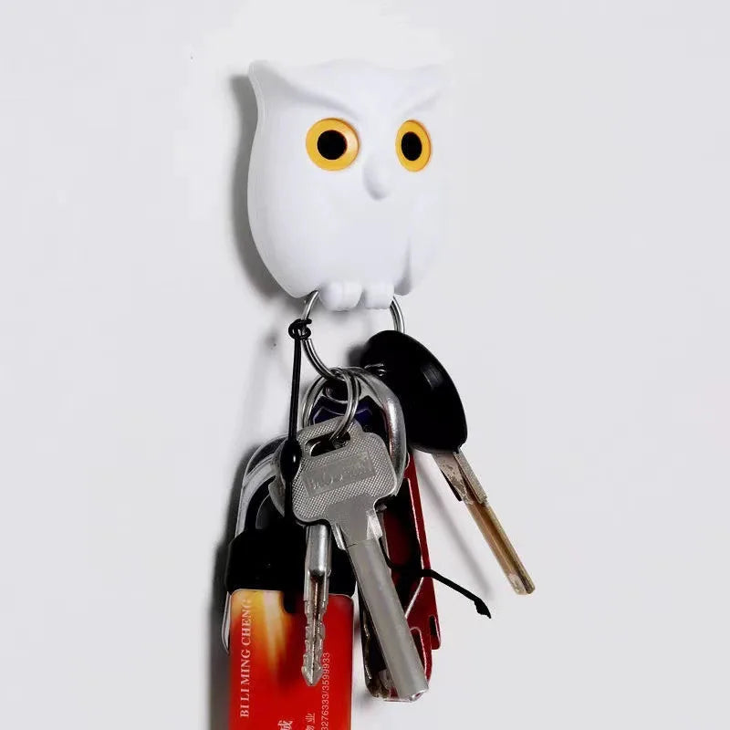 Magnetic Owl Key Hook – Auto Blink, No Punch Decor