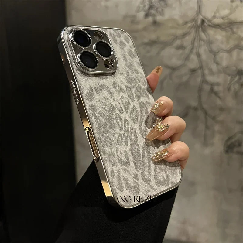 Shockproof Plated Leather Case for iPhone 15 16 17 Series