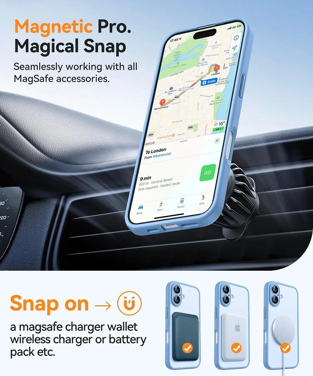 Magnetic Matte Armor Slim Case for iPhone 16 Plus / 17 Pro