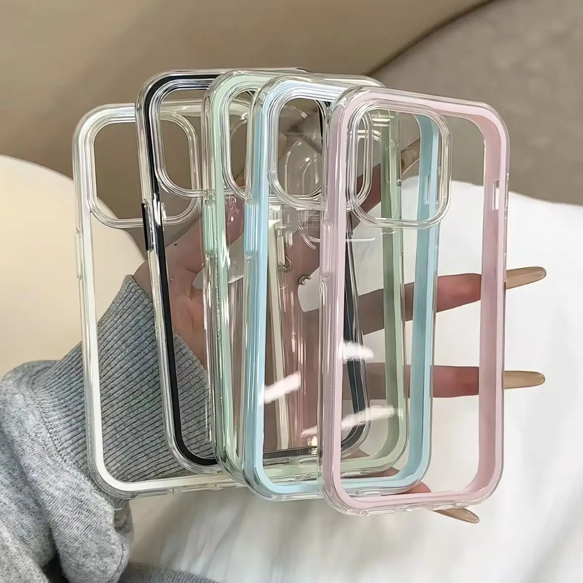 Acrylic Shockproof Bumper Cover for iPhone 15 16 17 Plus