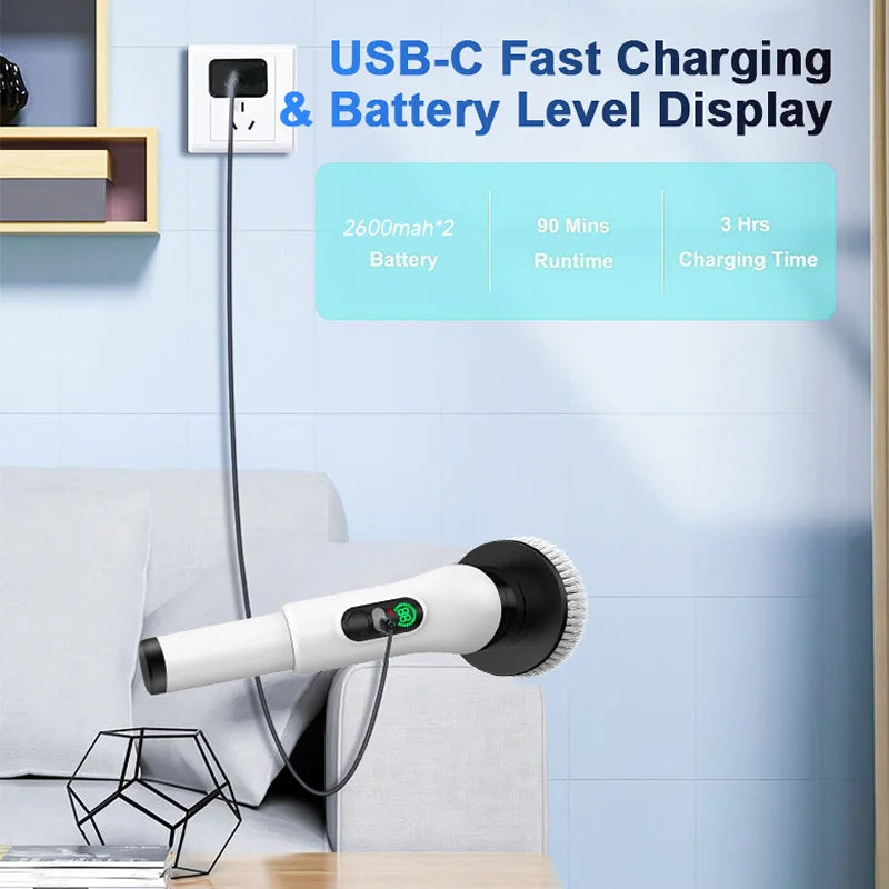 No More Scrubbing - Cordless Bathroom Power Scrubber Cleans 5x Faster