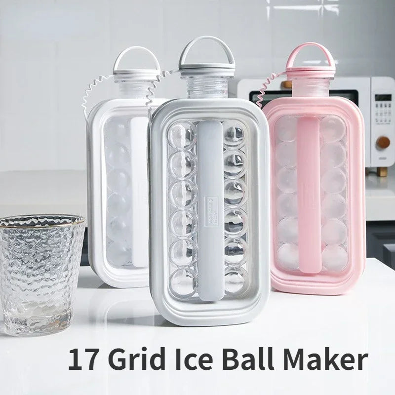 Portable Ice Cube Tray 2-in-1 Circular Ice Cube Mold Puck Making Water Bottle 12 Grid Flat Lid Cooling Popsicle Cube Mold Maker