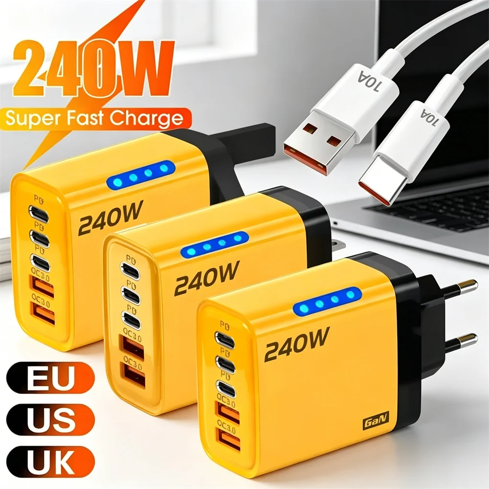 Ultra-Fast 240W GaN Phone Charger with Type-C Cable