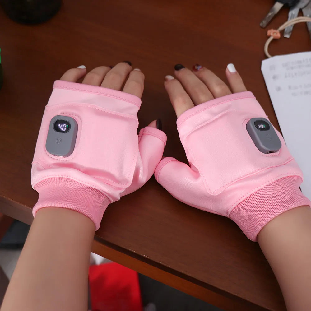 USB Rechargeable Heated Gloves – Fingerless Thermal Warmers with Temperature Control