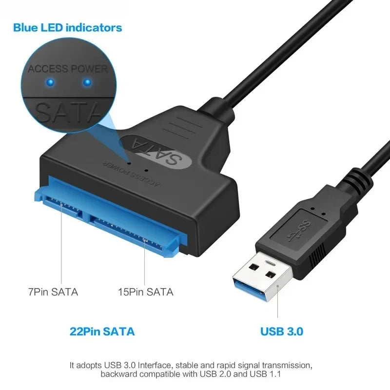 SATA 3 to USB 3.0 External SSD Adapter Cord