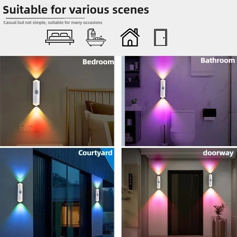 LED Wall Lamp – RGB Motion Sensor, Double-Head