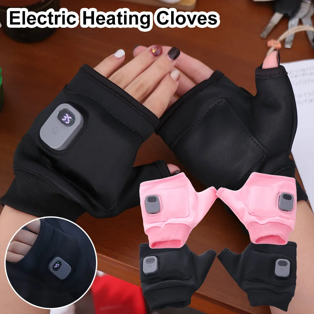 USB Rechargeable Heated Gloves – Fingerless Thermal Warmers with Temperature Control