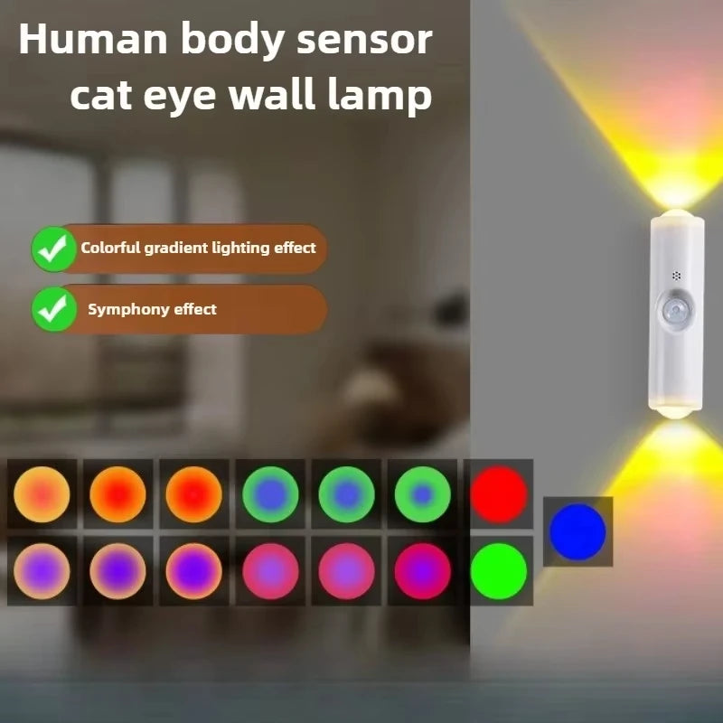LED Wall Lamp – RGB Motion Sensor, Double-Head