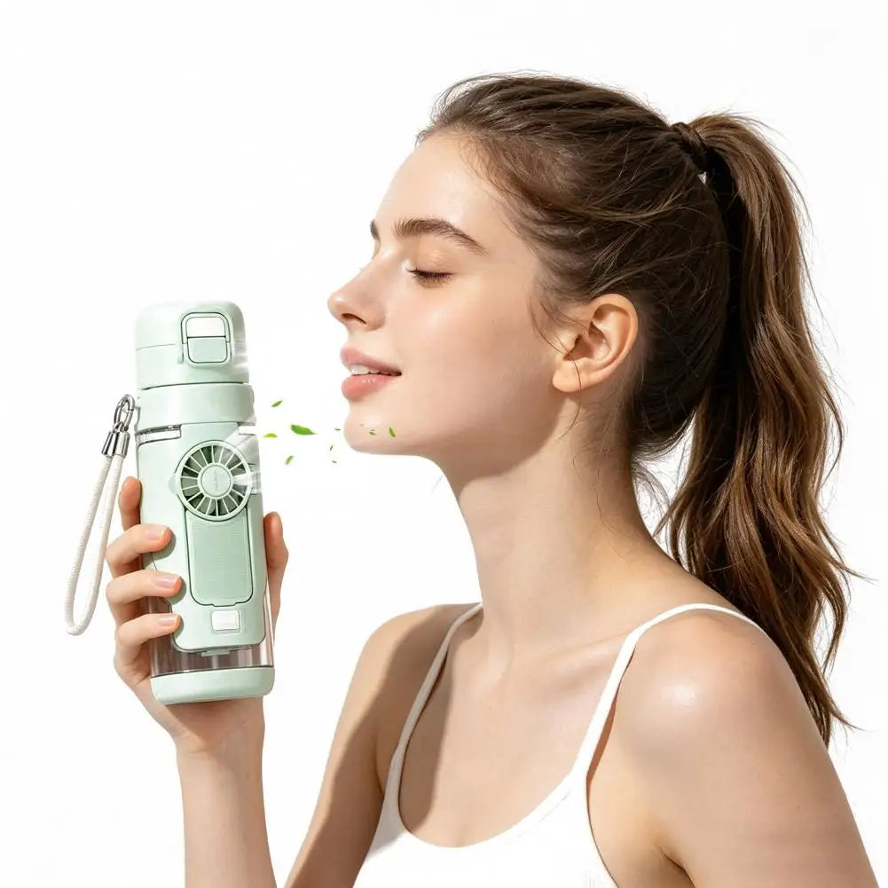2-in-1 Tritan Water Bottle with Rechargeable Foldable Fan