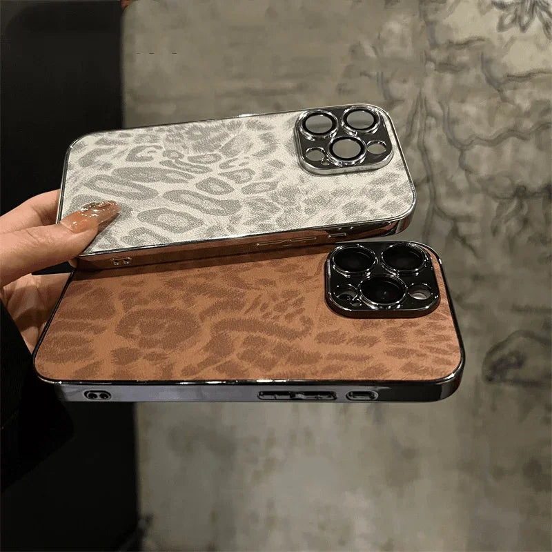 Shockproof Plated Leather Case for iPhone 15 16 17 Series