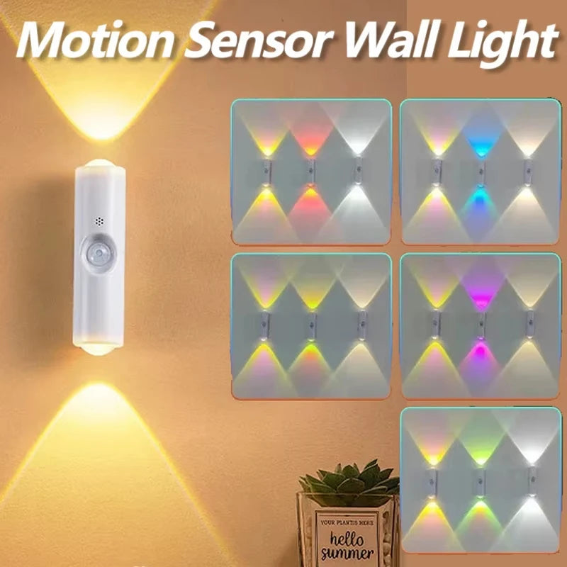 LED Wall Lamp – RGB Motion Sensor, Double-Head