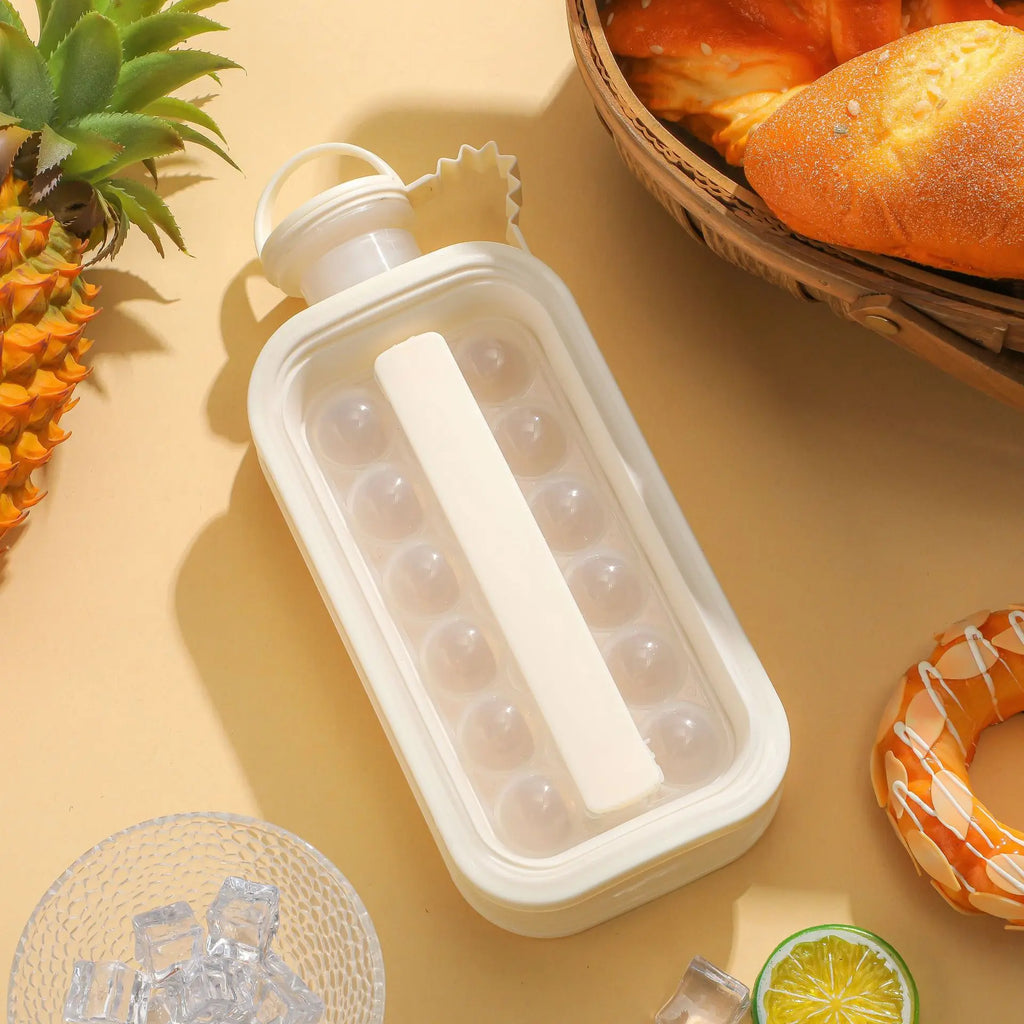 Portable Ice Cube Tray 2-in-1 Circular Ice Cube Mold Puck Making Water Bottle 12 Grid Flat Lid Cooling Popsicle Cube Mold Maker