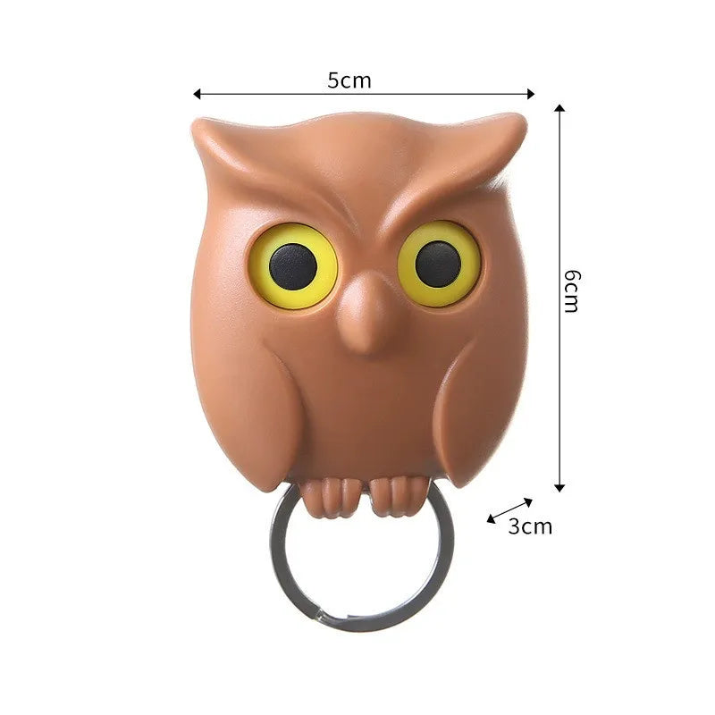 Magnetic Owl Key Hook – Auto Blink, No Punch Decor