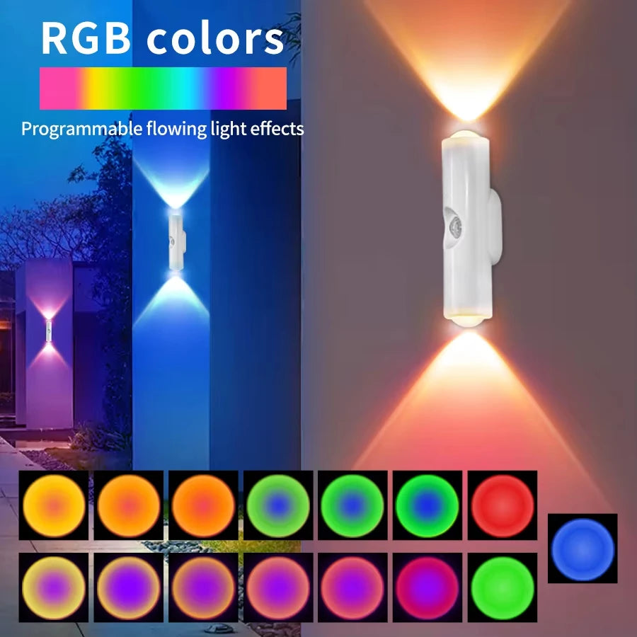 LED Wall Lamp – RGB Motion Sensor, Double-Head