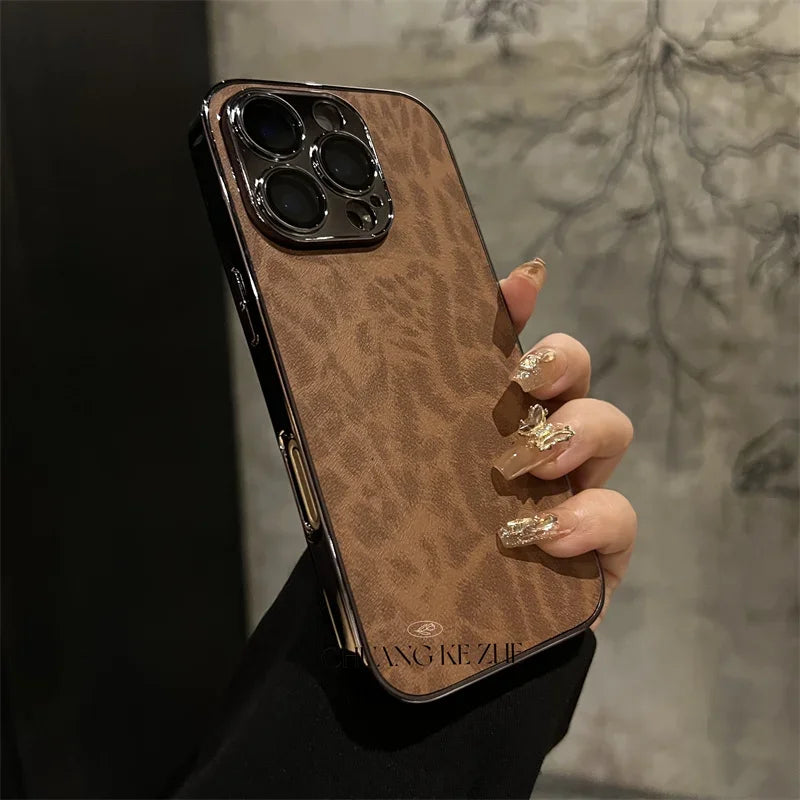 Shockproof Plated Leather Case for iPhone 15 16 17 Series