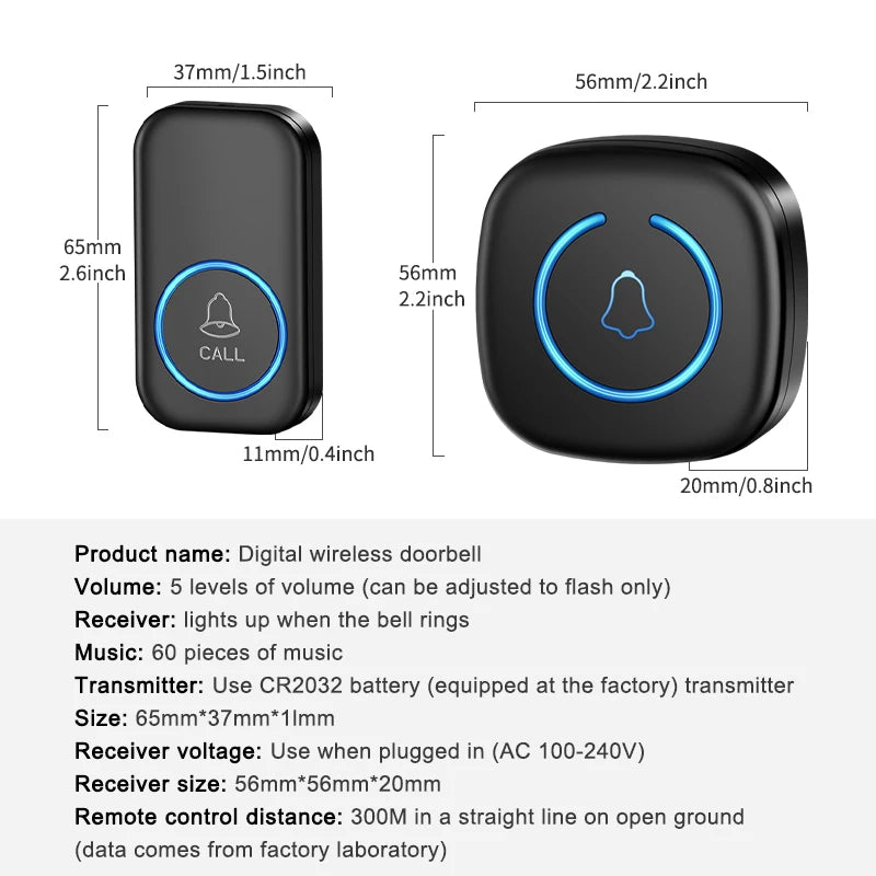 Intelligent Remote Welcome Doorbell (US/EU/UK Plug)