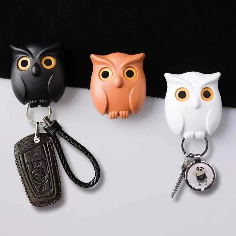 Magnetic Owl Key Hook – Auto Blink, No Punch Decor